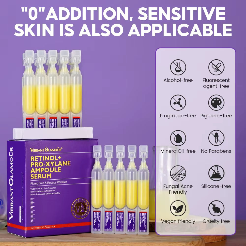 Retinol + Pro-Xylane Ampoule Serum Repairs Strengthens the Skin and Diminishes Fine Lines Face Beauty Skin Care 15Pcs