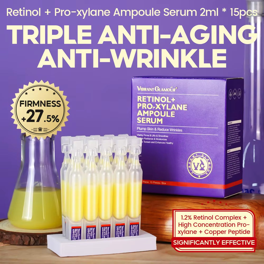 Retinol + Pro-Xylane Ampoule Serum Repairs Strengthens the Skin and Diminishes Fine Lines Face Beauty Skin Care 15Pcs