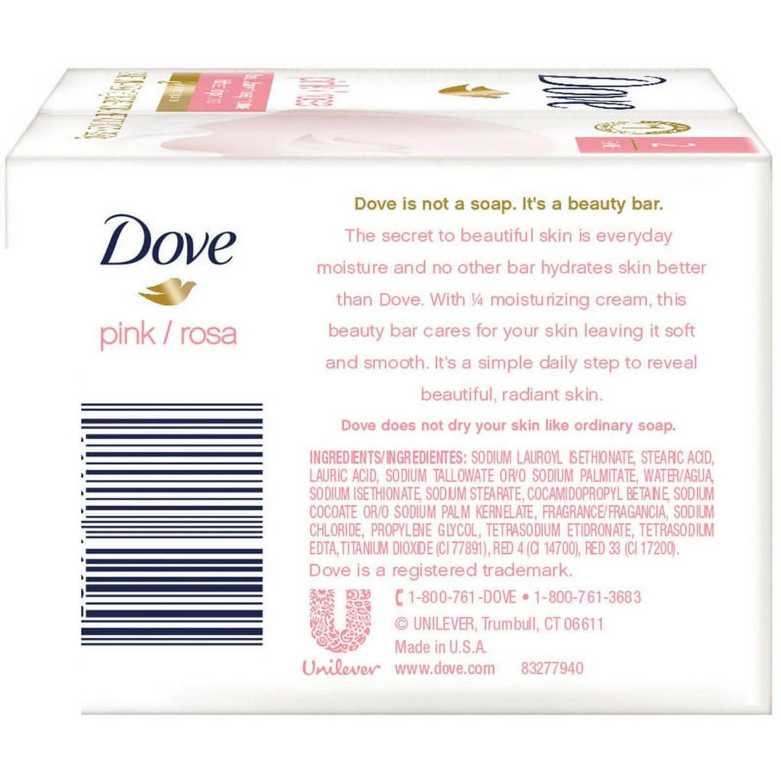 Beauty Bar, Pink 4 Oz, 2 Bar